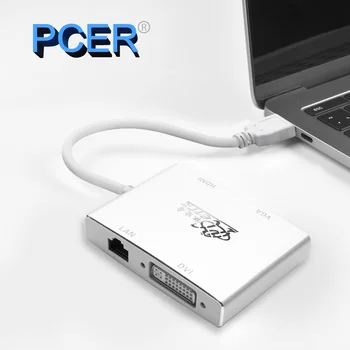 PCER USB, HDMI, VGA, DVI, LAN HUB 2.0 DOKOVACEJ STANICE DONGLE Adaptér Converter pre Počítač, Notebook, Myši, Klávesnice USB3.0