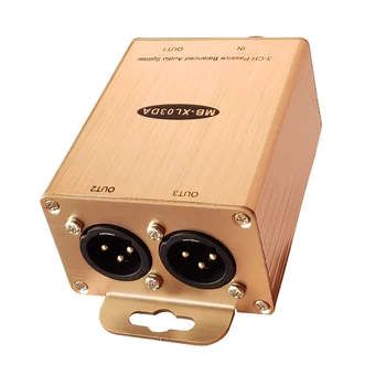 Pasívne Profesionálny Audio Splitter Vyvážený Zvuk distribútor XLR Audio izoláciu rozdeľovača 1 Do 3 Z