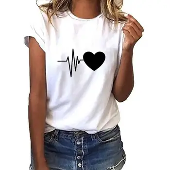 Tričko pre Ženy Voľné-Krátke Rukávy Leaf Tlač Tričko O-Krku Letné Oblečenie 2020 Plus Veľkosť Ženy Tee Tričko