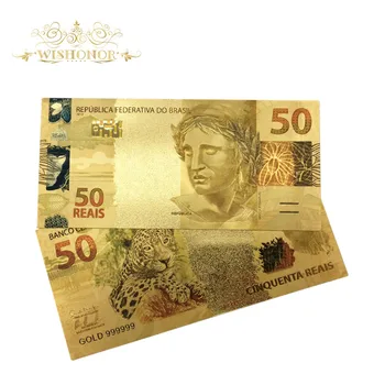 10pcs/veľa Pozlátené Bankoviek, Brazília Bankovka 50 Zlatých Peňazí, obchod so Poznámky Dary