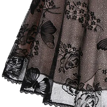 Vintage Čipky Šaty Pre Ženy, Elegantné, Elegantné Krátke Strany Retro Tunika Sexy Motýľ Kvetinové Výšivky Gotické Šaty Plus Veľkosti 4XL