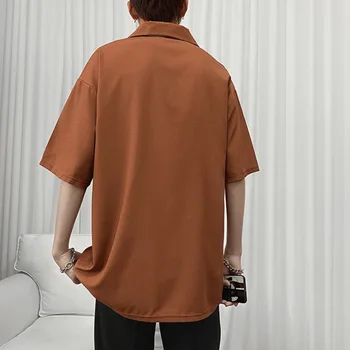 IEFB / pánskeho oblečenia Bežné zase dole golier t-shirt nadrozmerná voľné farbou kórejský módne pulóver čaj pre mužov nové 9Y2312