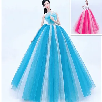 Nádherné šaty / Blue & Ružové party šaty svadobné šaty pre 30 cm barbie xinyi PP Fr 2 ST bábika / 1/6 doll oblečenie