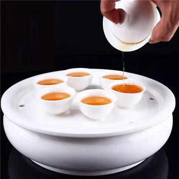 XMT-HOME NOVÝ čaj tureen teacups gaiwan čisto biely jade keramiky čaju zásobník kefa uterák