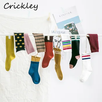3Pairs/Veľa Deti Ponožky Rainbow Chlapci Dievčatá Ponožky Bavlna Prekladané Dot Patchwork Deti Ponožky Pre Batoľa Detská 1-12Y
