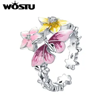 WOSTU 2020 Klasické Motýľ & Kvet Krúžok Jasné, Zirkón kórejský Módne Prst Prstene Pre Ženy, Svadobné Šperky, Zásnubné SDTR199