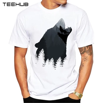 2019 TEEHUB pánskej Módy Wolf Mountain Vytlačené T-Shirt Krátkym Rukávom Novinka, O-krku Dizajn Topy Pohode Čaj