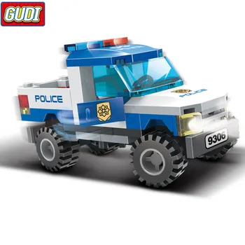 Policajný Voz Bloky, Hračky pre Deti, stavanie modelov a Stavebníc Malé Častice Zmontované Kamión Blokuje Vianočné Hračky 9306