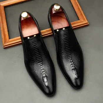 Ručné Pánske Svadobné Oxford Topánky Čierna Khaki pravej Kože Prízvukom pánske Šaty Topánky Sklzu Na Business Formálne Topánky Pre Mužov