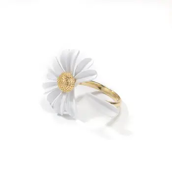 HIBRIDE Nové Módne Daisy Kvet Prstene pre Ženy Boho Chic Šperky Jednoduché, Biela Farba, Nastaviteľné Otvoriť Krúžok R-240