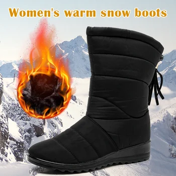 Móda Ženy Topánky Teplé Zimné Čižmy Zahustiť Nepremokavé Strapce Topánky &T8