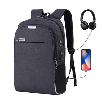 Nové 15.6 palce USB Nabíjací kábel Slúchadiel otvor Laptop Backpack Batoh Muž Obchodné Cestovať Späť Pack Školy Taška Ženy Mochila