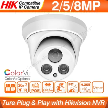 Hikvision Kompatibilné 5MP Dome POE IP Kamera 8MP Bezpečnostné CCTV Kamera ColorVU IR 30 m ONVIF H. 265 P2P Plug&play, Bezpečnosť IPC