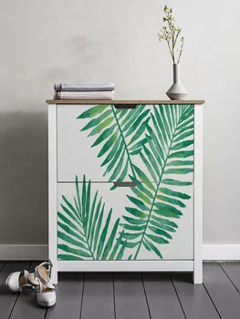 HaoHome Tropical Palm Olúpeme a Nalepiť Tapetu Vymeniteľné Zelené Biele Vinylové Samolepiace Tapety pre Obývacia Izba