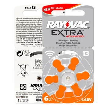 RAYOVAC EXTRA 6 KS Zinko Vzduchu Výkon sluchadla Batérie 13 A13 P13 PR48 Bunky Tlačidlo Batérie pre BTE ITE Načúvacie prístroje