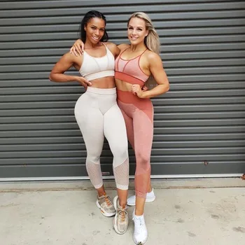 Ženy Jogy Set 2ks Nastaviť Sexy Športové Podprsenky a Bezšvové Športové Legíny Telocvični Súbor Cvičenie Nastaviť Športové oblečenie pre Ženy