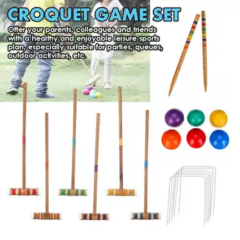 Luxusné športové detských hračiek kroket doorball set s Vak Outdoor Šport Hra Brány Loptu Kroket Croguet 1 Set pre 6 Hráčov