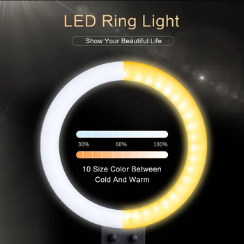 9 Mini LED Video Selfie Krúžok Svetlo S Statív kruhové svetlá Na YouTube Telefón Live Photo Fotografie studio Ringlight