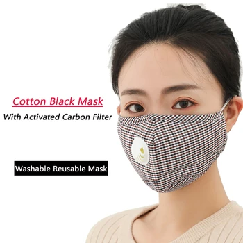 Bavlna Masku na Tvár a Respirátor Umývateľný Opakovane Úst Masky s uhlím 5-vrstva Ochranný Filter PM2.5 pre Mužov, Ženy