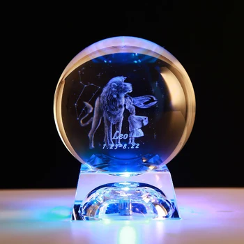 Jasné, 3D, Znamenia Zverokruhu Star Crystal Ball Laserom Gravírované Sklo Oblasti Domova Darček k Narodeninám Ornament