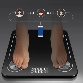 Telesný Tuk Stupnice Smart BMI Rozsahu LED Digitálne Kúpeľňa Hmotnosť Rozsahu Rovnováhu Bluetooth Rozsahu Domácnosti s Hmotnosťou Rozsahu Podlahové Váhy