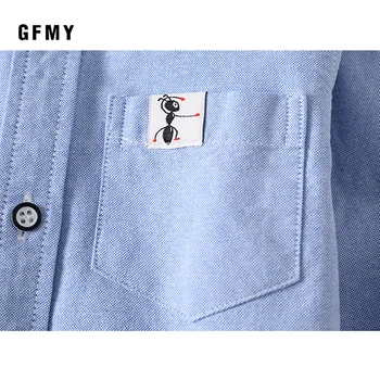 GFMY 2020 jar Oxford Textilné Bavlna Celý Rukáv Pevné ColorBlue chlapci biela Košeľa 3T-14T Dieťa Bežné Školské Oblečenie 9005