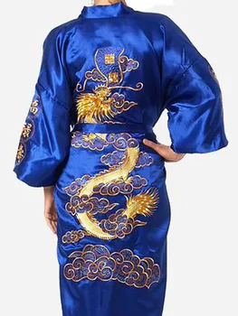 Plus Veľkosť Čínskych Mužov Výšivky Dragon Rúcha Tradičné Mužské Sleepwear Odev Kimono S Obväz Veľkoobchod S0014