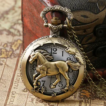 Čínska Astrológia Vreckové Hodinky Quartz Náhrdelník s Príveskom, Hodiny, Darčeky pre Mužov, Ženy Bronz Vintage Prívesok Vrecku Náhrdelník reloj