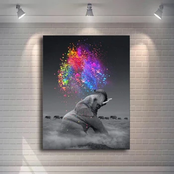 Fantasy Slon Pop Art Plátno Abstraktné Maľby Zvierat, Plagáty a Vytlačí Cuadros Wall Art Obrázky pre Obývacia Izba Domova