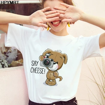 POVEDAŤ, SYR Tlačiť Nové Letné roztomilý Ženy T-shirt Módne Tenké Časti T Shirt Harajuku cartoon zvieratá Tričko ženské Oblečenie, topy