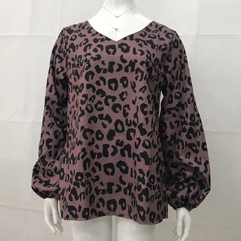 Foridol bežné v krku svietidla rukáv bloue tričko leopard tlač plus veľkosť, blúzky, topy ženy jeseň zima voľné blúzky, femininas