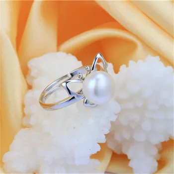 Hot Predaj 925 Sterling Silver Tanec Motýľov Elegantné Prstene Pre Ženy Móda Prírodné Perlový Prsteň, Šperky Darček 2019