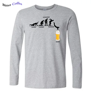 NOVÝ Človek Týždeň Remeslo Pivo Tričká Bavlna Pije Čaj Pitie Alkoholu Oblečenie Zábavné Humor Grafické Dlhý Rukáv Veľká Veľkosť T-Shirt