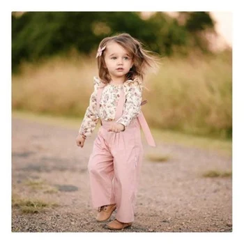 Novonarodené Deti Baby Girl Kvetinový Prehrabať Topy Ružový Pásik Nohavice Nohavice, Oblečenie, Oblečenie Na Jar Jeseň Nastaviť