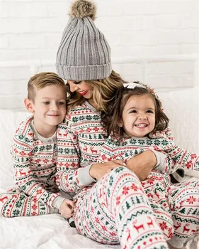 2020 Vianočné Pyžamo Nastaviť Rodinných Domov Sleepwear Chlapec, Otec, Mama Elk Strom Tlače Pyžamo Nastaviť Romper Rodiny Zodpovedajúce Oblečenie