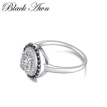 [BLACK AWN] Originálne 925 Sterling Silver Šperky Oválne Zásnubné Prstene pre Ženy C286