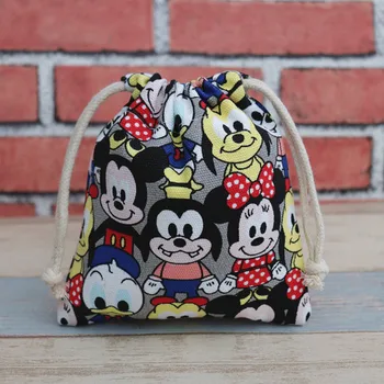 17x20cm Disney plátno cartoon Mickey šnúrkou tašky roztomilý mince kabelku šnúrkou mobilný telefón skladovanie taška čerpať reťazec tašky