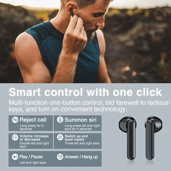 Hembeer TWS 5.0 Bezdrôtové Slúchadlá Bluetooth Slúchadlá s Mikrofónom Športové Nepremokavé Touch Ovládania Headsety Stero Zvuk