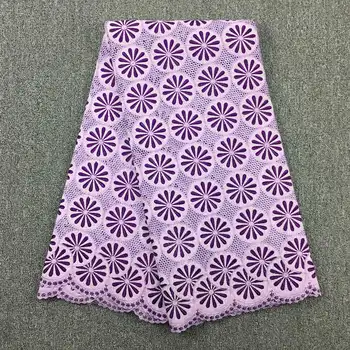 Nigérijský čipky tkaniny 2019 fialová fialová švajčiarskej čipky vysoko kvalitnej švajčiarskej bavlny voile šnúrky švajčiarsko 069 bavlna 5yards