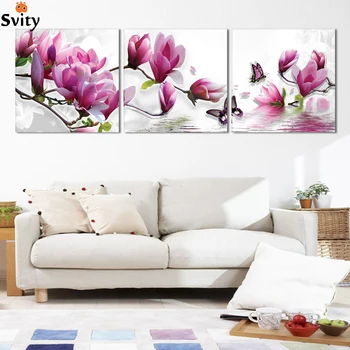 SVITY Nordic Ružový Kvet Orchidea Maľovanie Moderný Minimalizmus Stene Plagát Na Obývacia Izba Decor Art Modulárny Maľovanie 3ks/Set