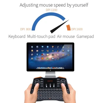 2,4 GHz Bezdrôtová LED Farebné Podsvietenia Klávesnice Multi-touch Pad Vzduchu Myši Gamepad Pre PC, Notebook Tablet
