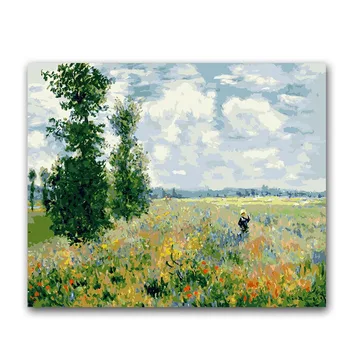 Maku oblasti Monet maľovanie podľa čísel, ručné farbenie kreslenie obrázkov maľby na plátno s farbami
