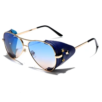 Móda Pilot, slnečné Okuliare, Kožené Muži Ženy 2019 Nové Kovové Letecké Slnečné Okuliare Čaj Čierny Jasný Objektív Vintage Cestovné Okuliare UV400