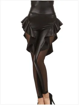 Vysoký pás sexy faux kožené legíny ženy Veľké veľkosti Gotický čierne nohavice nočný klub jumpsuit lady Grile Punk Catsuit strana nohavice