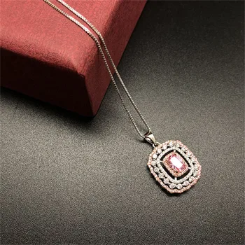 Prívesky, Náhrdelníky Ženy S925 Šterlingov Strieborné Farebné Diamant Ružový Topaz Temperament Elegantný Náhrdelník Nastaviť Jemné Šperky