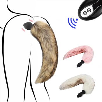 Bezdrôtové Diaľkové Fox Chvost Análny Plug Hry Pre Dospelých 10 Rýchlostiach Vibrovanie Zadok Plug Riti Stimulátor Pre Páry Flirt Hračky, Cosplay