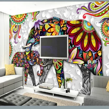 3D Steny Papiere Domova Thajsko Slony nástenná maľba Tapety pre Obývacia Izba, Spálňa, TV joj, Steny Abstraktných De Parede 3D