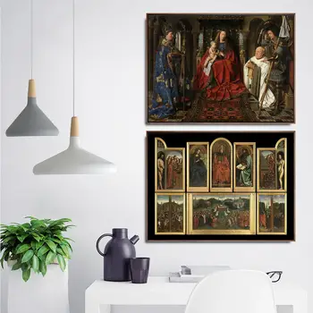 Domáce Dekorácie Umeleckých Obrazov Na Stenu Vzad Obývacia Izba Plagát, Tlač Na Plátne Obrazy Netherlandish Jan Van Eyck