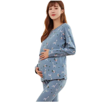 Dojčenie Materskej Pyžamá Bavlnená Materskej Ošetrovateľskej Oblečenie Pre Tehotenstvo Ženy, Dlhý Rukáv Top+Nohavice Sleepwear Sady D0065