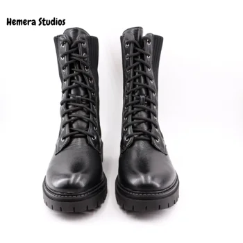 Hemera Studios topánky ženy zimné 2020 vojenské topánky elastické bočné členková obuv ponožka krajky-up punk štýl